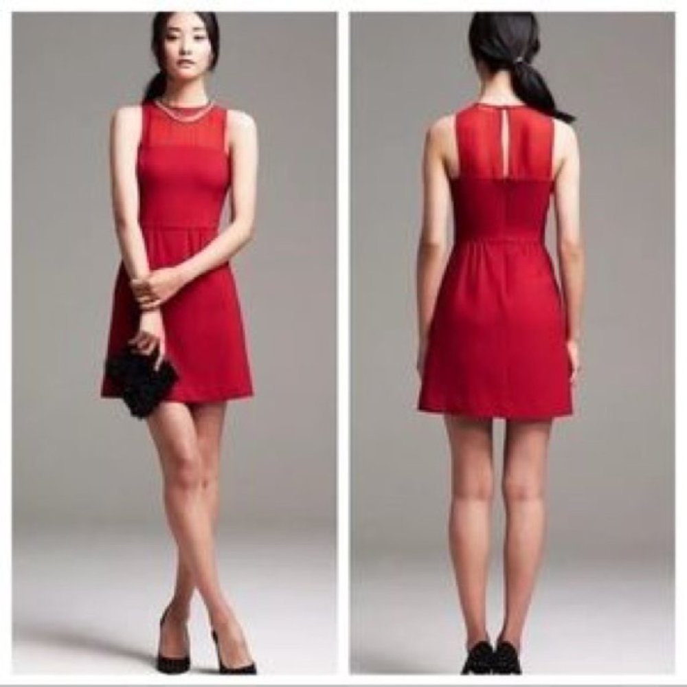 🔥Clearance🔥 Banana Republic Red Sheer Panel Dress